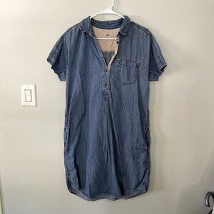 Fossil cotton short sleeved denim dress casual comfortable pockets collar summer